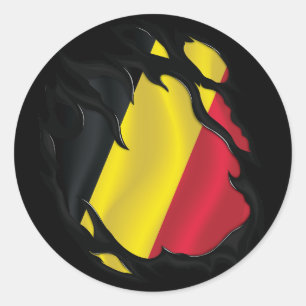 Belgium Ripped Flag Classic Round Sticker