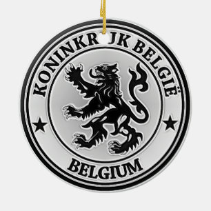 Belgium Round Emblem Ceramic Tree Decoration
