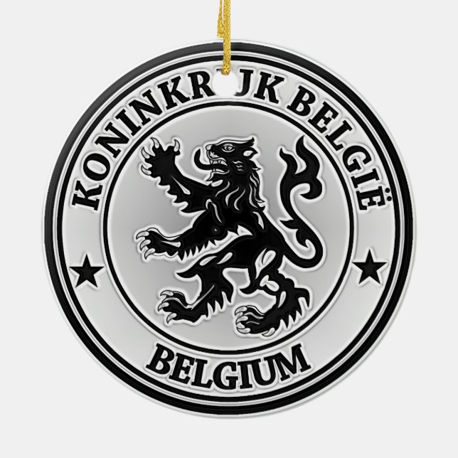 Belgium  Round Emblem Ceramic Tree Decoration (Back)