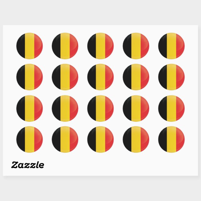 Belgium Round Icon Flag Classic Round Sticker (Sheet)
