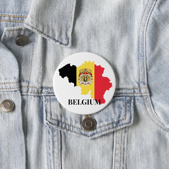 Belgium Silhouette, flag, 7.5 Cm Round Badge (In Situ)