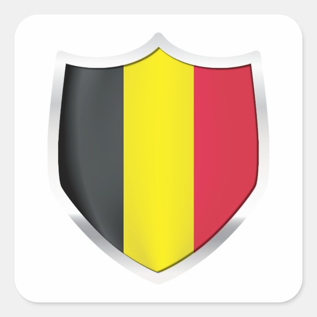 Belgium Silver Shield Flag Square Sticker (Front)