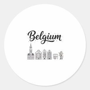 Belgium Skyline Travel Vacation Outfits Classic Round Sticker