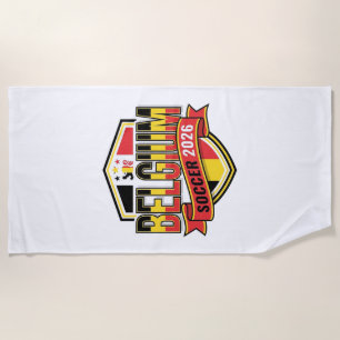 Belgium Soccer 2026 Soccer Bold Country Typography Beach Towel