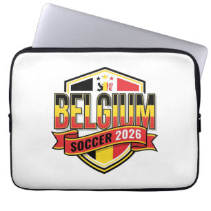 Belgium Soccer 2026 Soccer Bold Country Typography Laptop Sleeve