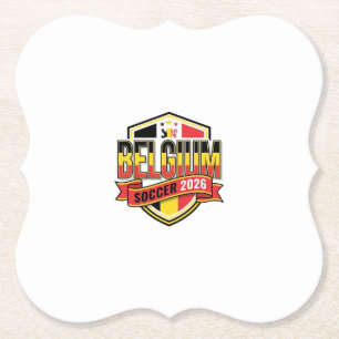 Belgium Soccer 2026 Soccer Bold Country Typography Paper Coaster