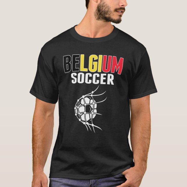 Belgium Soccer Ball In Net  Belgian Football Suppo T-Shirt (Front)