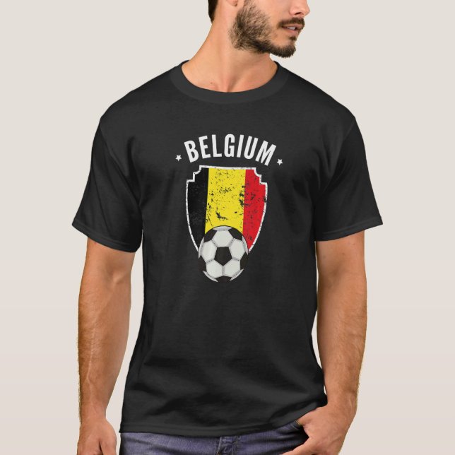 Belgium Soccer Belgium Flag Football Belgian Pride T-Shirt (Front)