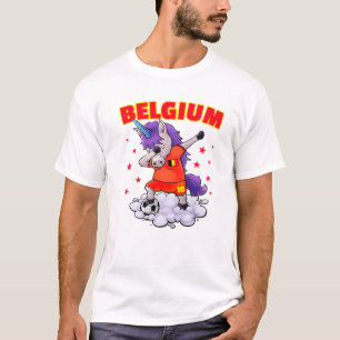Belgium Soccer Dabbing Unicorn Belgian Football Fo T-Shirt