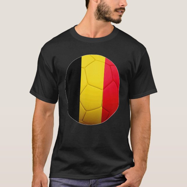 Belgium Soccer National  Ball Belgium Flag Footbal T-Shirt (Front)