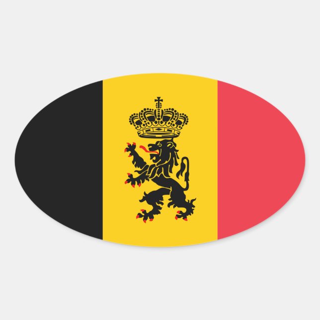 Belgium State Flag Oval Sticker (Front)