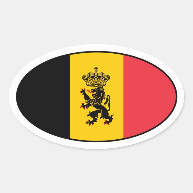Belgium State Flag Oval Sticker (Front)