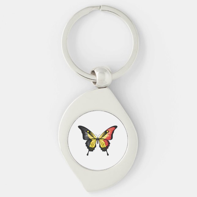 Belgium Swallowtail Butterfly Flag Sticker Key Ring (Front)