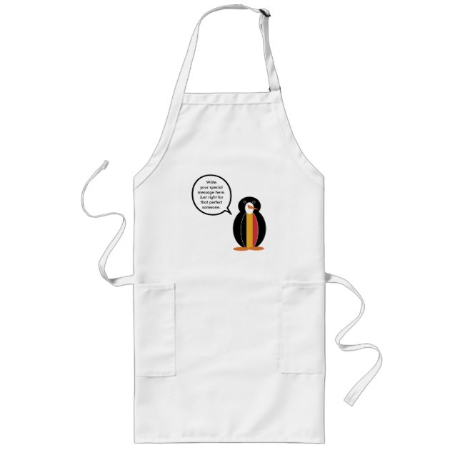 Belgium Talking Ms Penguin Personalised  Long Apron (Front)