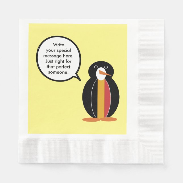 Belgium Talking Ms Penguin Personalised  Napkin (Front)