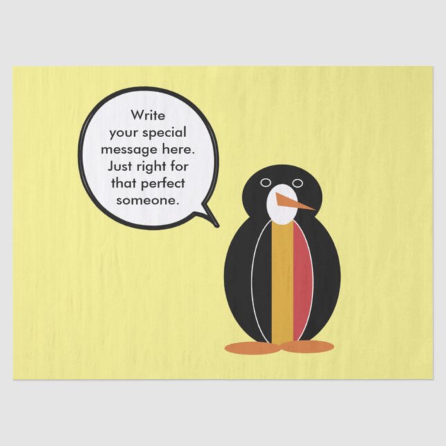 Belgium Talking Ms Penguin Personalised  Tissue Paper (Front)
