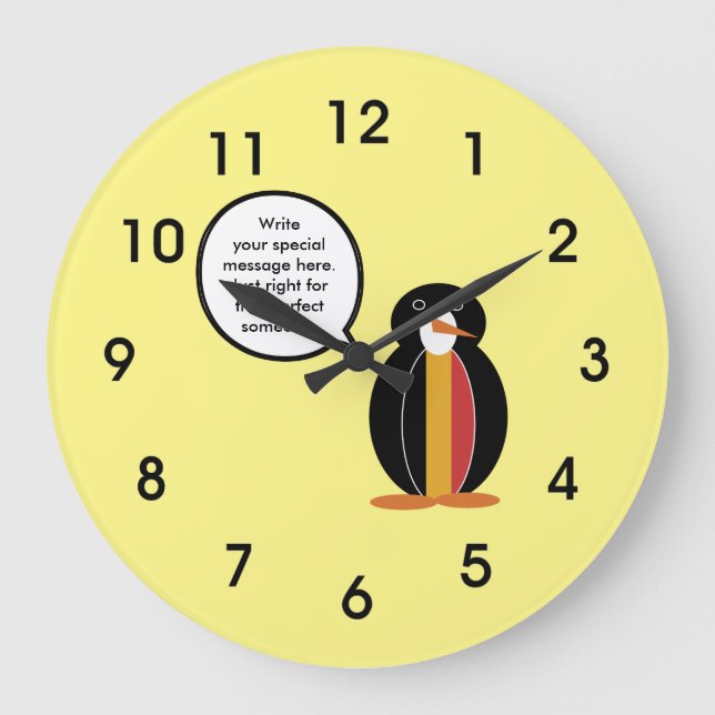Belgium Talking Ms Penguin Personalized  Large Clock (Front)