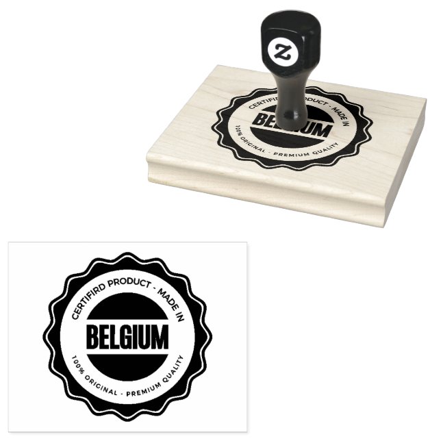 BELGIUM Text Wooden Handle None Colour Durable Ink Rubber Stamp (Stamped)