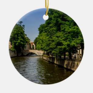 Belgium Travel Photography, Bruges Canal Ceramic Ornament