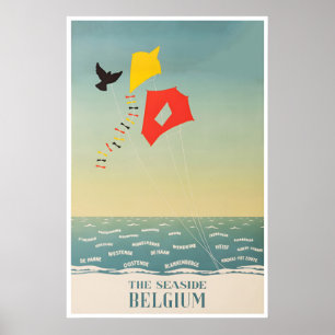 Belgium Travel Poster Beaches Art Seaside Cities
