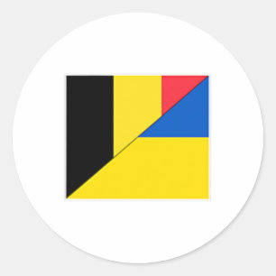 Belgium Ukraine Flag Belgian Ukrainian Nationality Classic Round Sticker