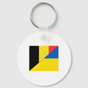 Belgium Ukraine Flag Belgian Ukrainian Nationality Key Ring