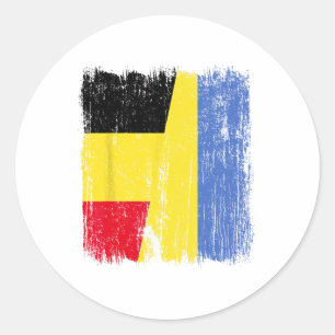 Belgium Ukraine Half Flag Belgian Ukrainian Herita Classic Round Sticker