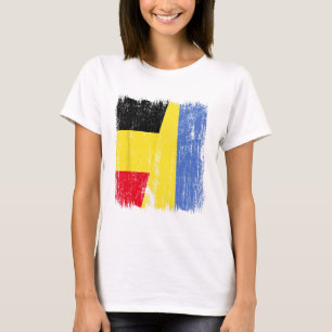 Belgium Ukraine Half Flag Belgian Ukrainian Herita T-Shirt