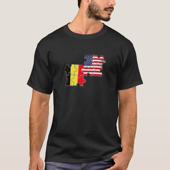 Belgium USA Belgian American Flag T-Shirt (Front)