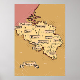 Belgium Vintage travel map Poster