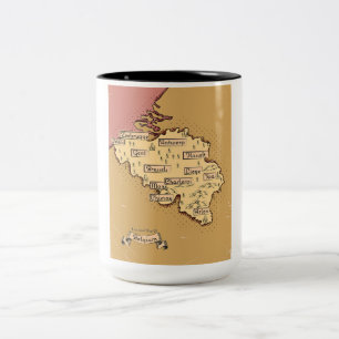 Belgium Vintage travel map Two-Tone Coffee Mug