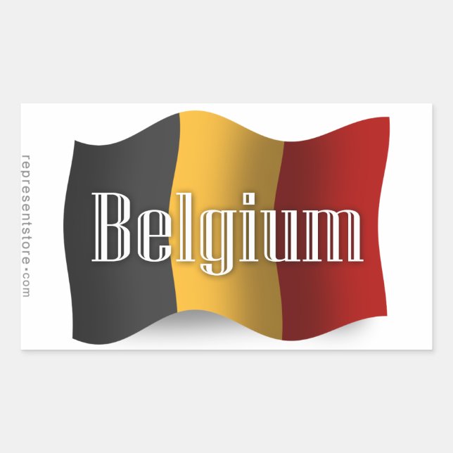 Belgium Waving Flag Rectangular Sticker (Front)