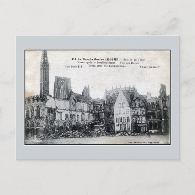 Belgium Ypres after the bombardment Postcard (Front)