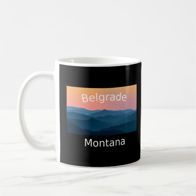 Belgrade Montana Mountain sunset hometown Coffee Mug (Left)