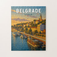 Belgrade Serbia Illustration Travel Art Vintage