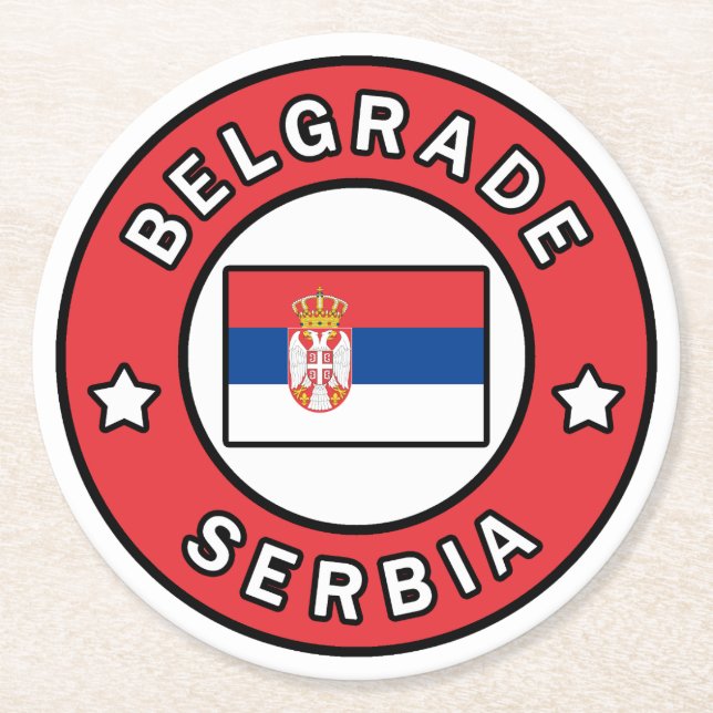 Belgrade Serbia Round Paper Coaster (Front)