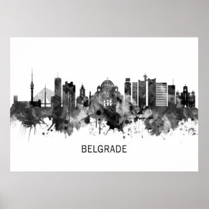 Belgrade Serbia Skyline BW Poster