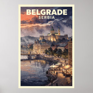 Belgrade Serbia Vintage Travel Poster