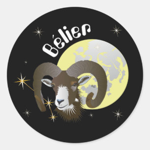 Bélier 21 mars au 20 avril Autocollants Classic Round Sticker