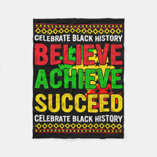 Believe Achieve Succeed Black History Month Africa Fleece Blanket