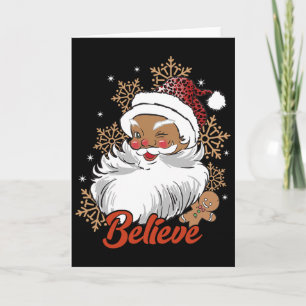Believe Afro Santa African American Christmas Blac Card