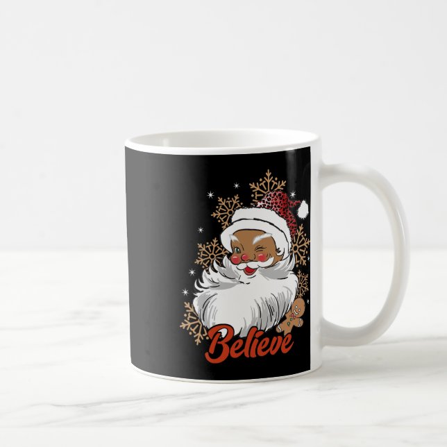 Believe Afro Santa African American Christmas Blac Coffee Mug (Right)