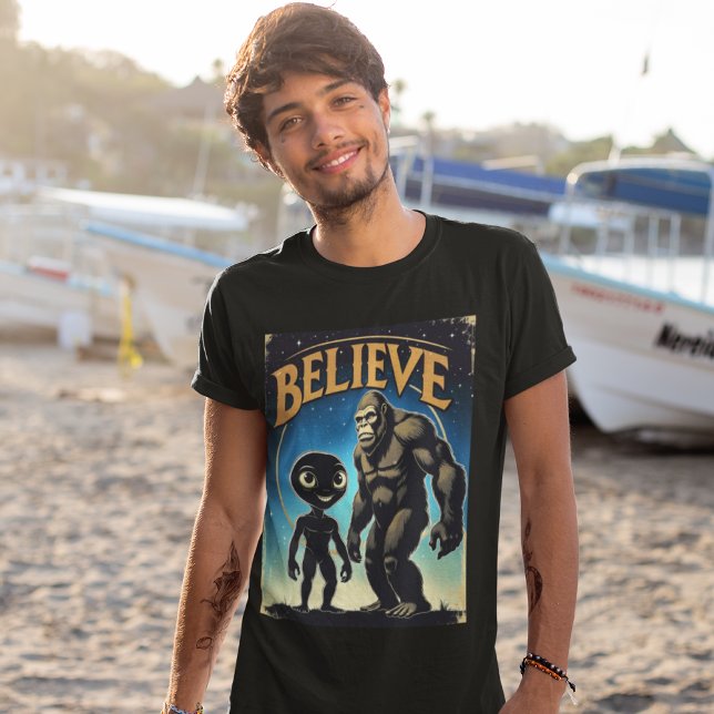 Believe Alien Bigfoot Tee Cryptid Shirt (Creator Uploaded)