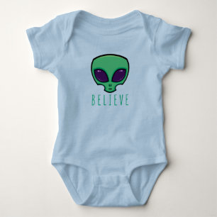 Believe Alien Head Baby Bodysuit