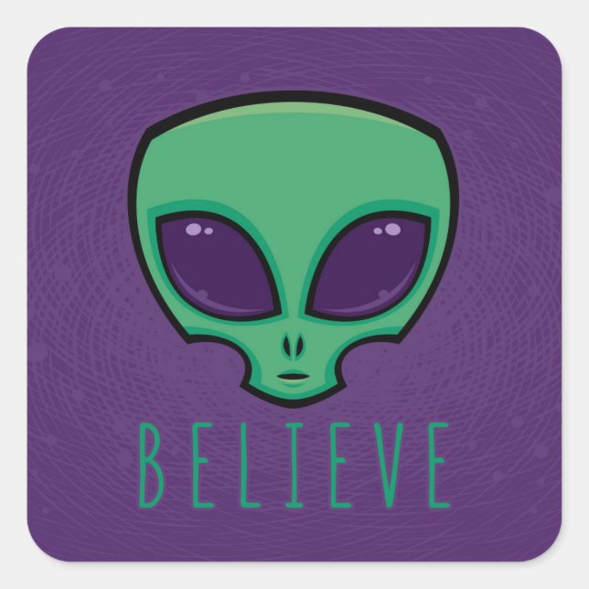 Believe Alien Head Square Sticker (Front)