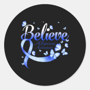 Believe Alopecia Awareness Butterfly Classic Round Sticker