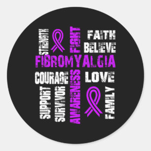 Believe And Fight Fibromyalgia  Classic Round Sticker