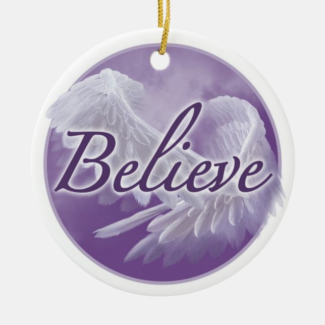 Believe Angel Wing Ornament (Front)
