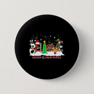 Believe Autism Awareness Christmas Tree Light Sant 6 Cm Round Badge