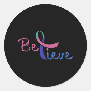 Believe Awareness Ribbon Suicide Prevention & Classic Round Sticker